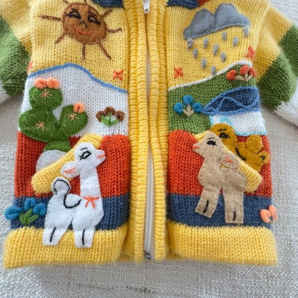 Peruvian Children's Zip-up Sweater VGUC 6-12mo - Picture 2 of 6